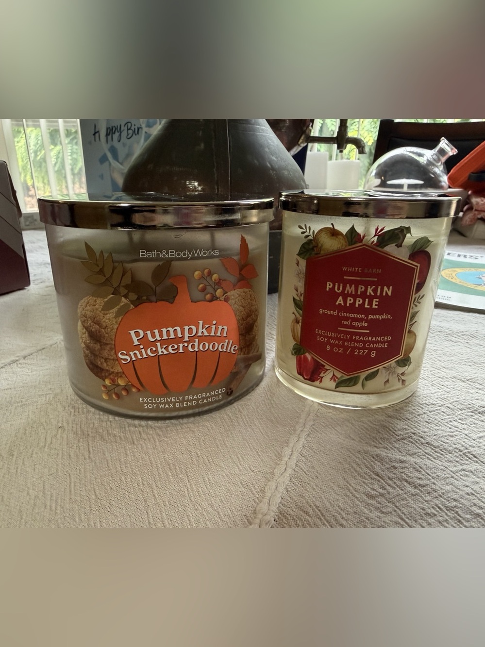 Bath & Body Works Pumpkin Snickerdoodle and Pumpkin Apple candles